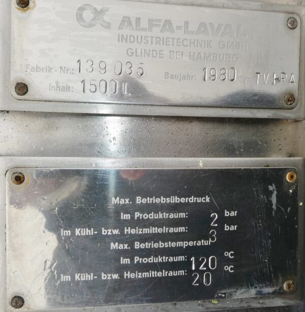 1500 liter tank i Rostfritt 304