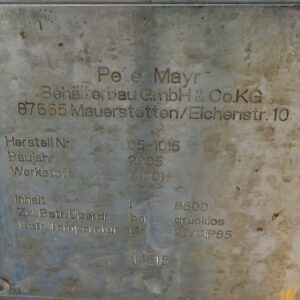 8500 liter tank i Rostfritt 304